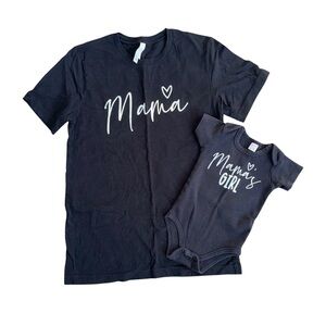 Matching Black 'Mama' and 'Mama's Girl' T-Shirt Set